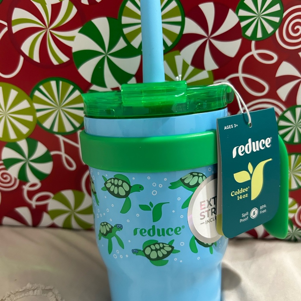 Reduce Turtle Print Blue and Green Tumbler